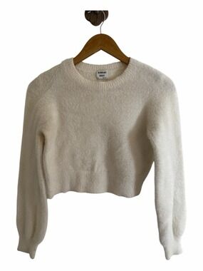 Sunday Best Soft Fuzzy Cropped Sweater Ivory Small